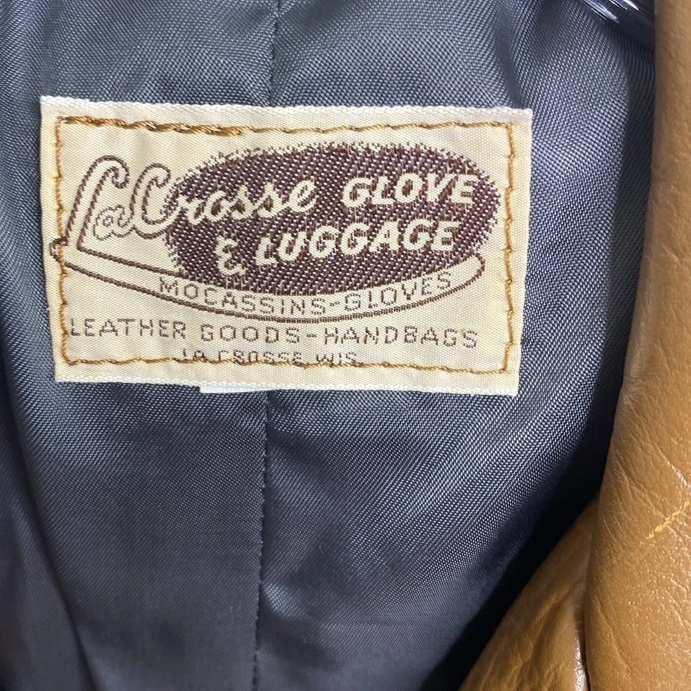 Vintage Lacrosse Glove & Leather Heavy Brown Belted Jacket Men's Small 70s